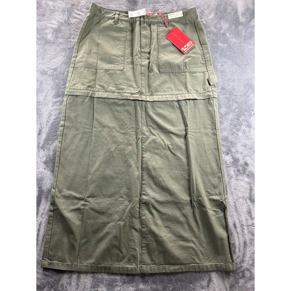 Rusty Dresses & Skirts - Rusty Billie green Rise Ripstop Zip Off Skirt Army Green Maxi Mini L NEW